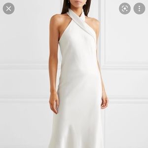 GALVAN Pandora satin halterneck midi dress size 2